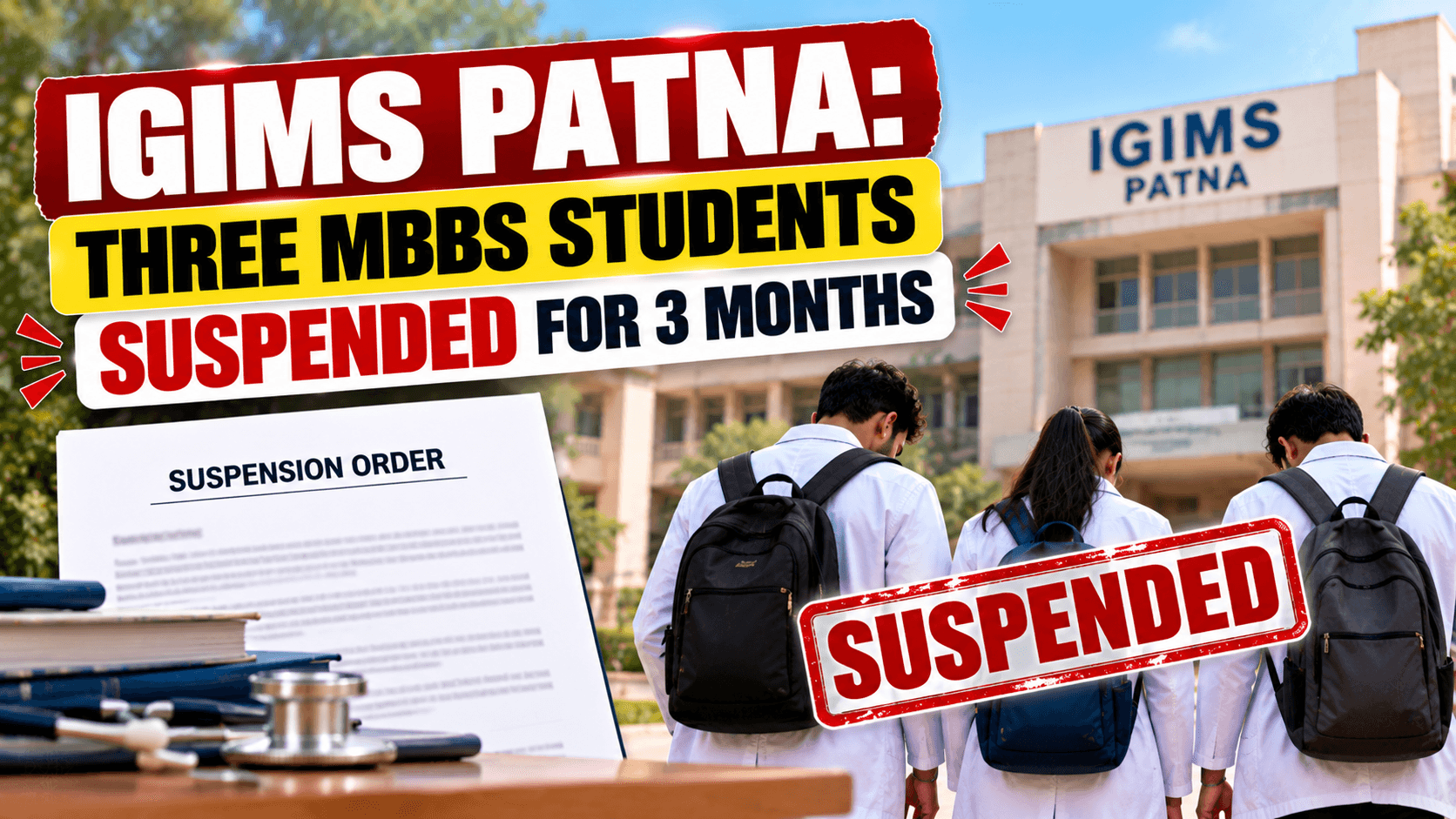 IGIMS Patna Suspends Three MBBS Students for Three Months; Committee Review to Follow