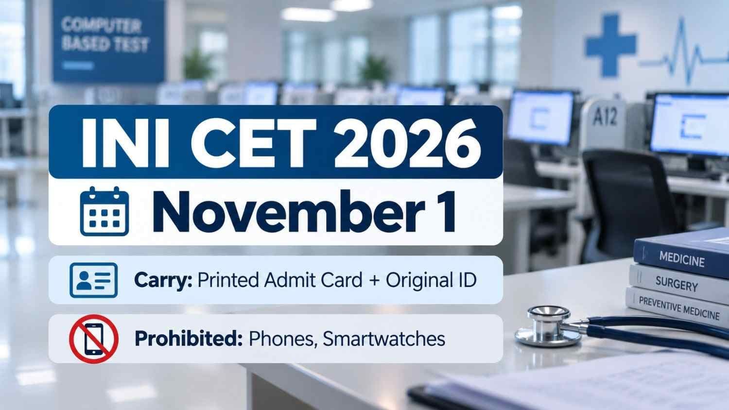 AIIMS INI CET 2026 exam on November 1—documents required and entry guidelines