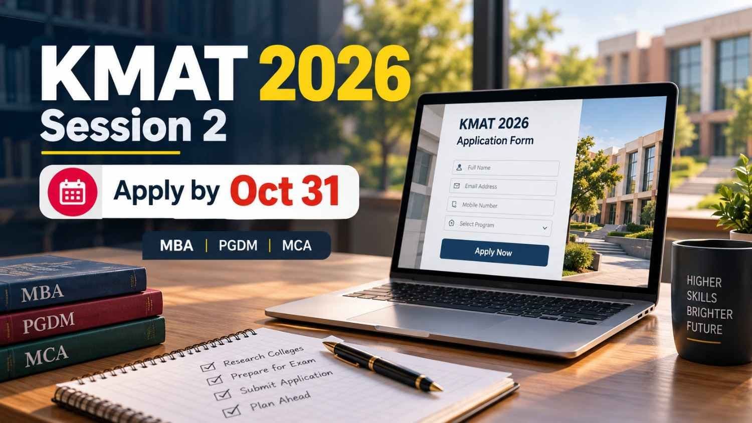 Graphic showing KMAT 2026 Session 2 registration last date October 31 and exam date November 14