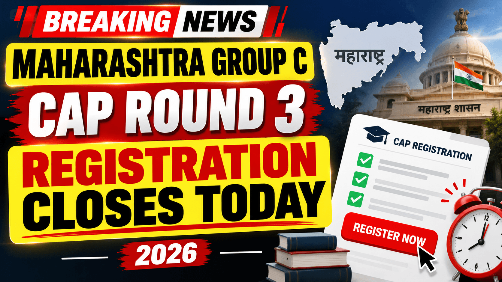 Maharashtra Allied Health CAP Round 3 Registration 2026 Closes Today at 5 PM; Check Fee Payment, Documents