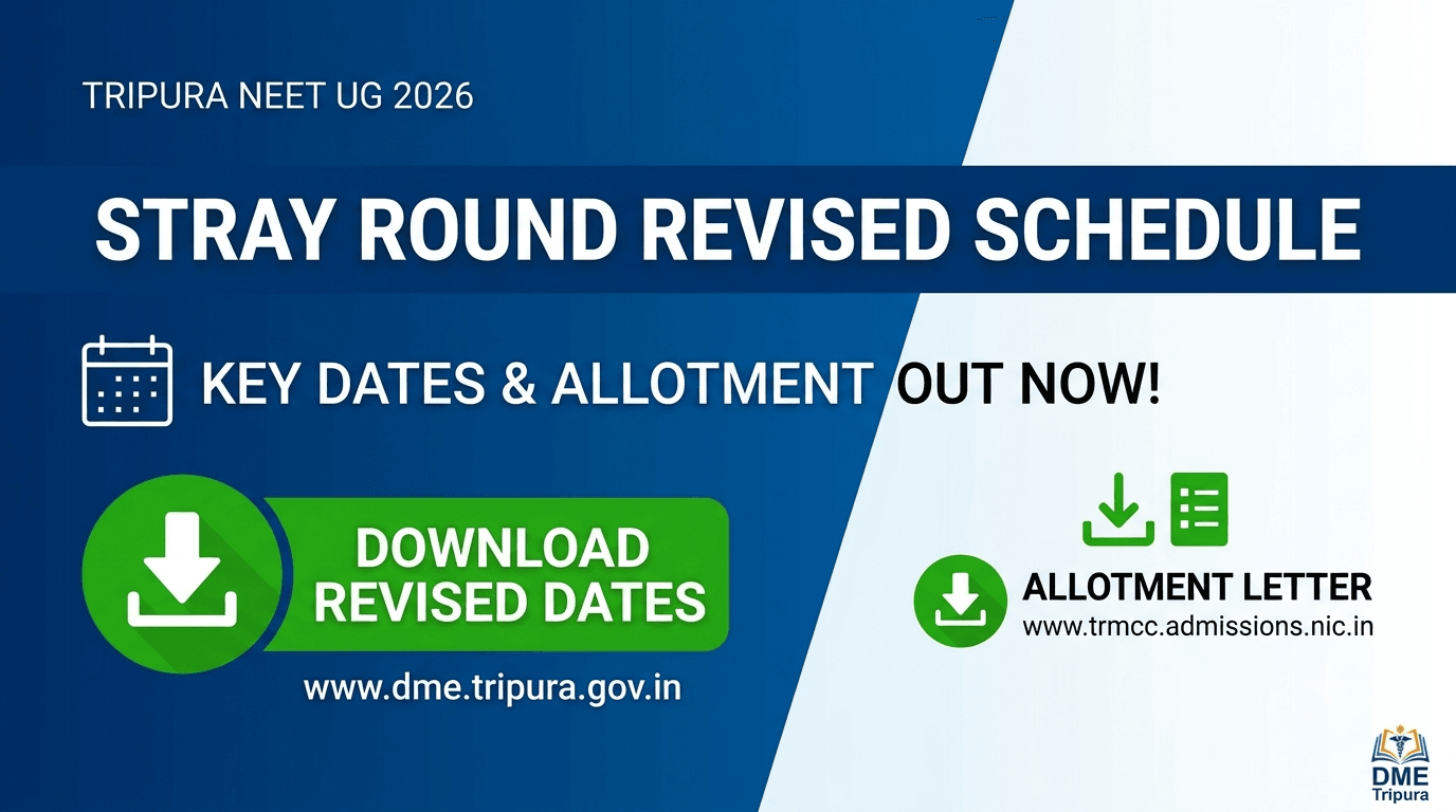 Tripura NEET UG 2026 Stray Round Revised Schedule Out: Choice Filling Closes Oct 23; Allotment Oct 26 at trmcc.admissions.nic.in